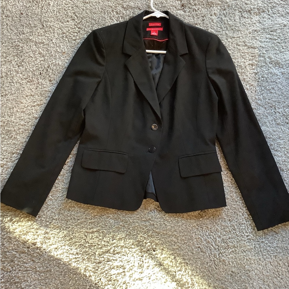 Solid Black Tailored Blazer, Suit Jacket, Size 6 - image 1